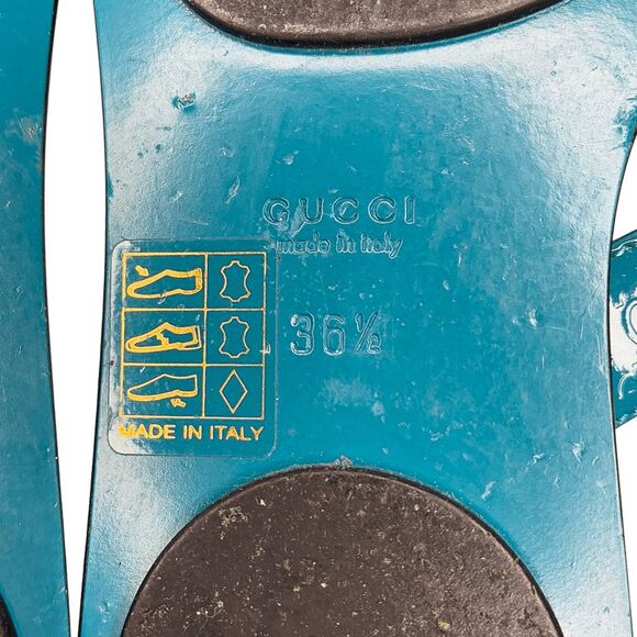 Gucci Microguccissima Patent Leather Interlocking GG Thong Sandals EU 36.5 Blue - Picture 13 of 13